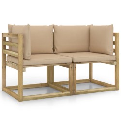 vidaXL Garten-Ecksofas & Kissen in Grün 2 Stk. Kiefernholz