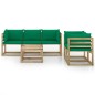 6-tlg. Garten-Lounge-Set mit Grünen Kissen