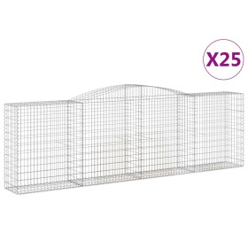 vidaXL Gabionen mit Hochbogen 25 Stk 400x50x120/140cm Verzinktes Eisen