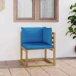vidaXL Garten-Ecksofa mit Kissen in Grün Imprägniertes Kiefernholz