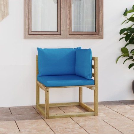 vidaXL Garten-Ecksofa mit Kissen in Grün Imprägniertes Kiefernholz