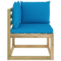 vidaXL Garten-Ecksofa mit Kissen in Grün Imprägniertes Kiefernholz