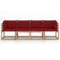 vidaXL Gartensofa 4-Sitzer mit Kissen in Weinrot vidaXL Gartensofa 4-Sitzer mit Kissen in Weinrot