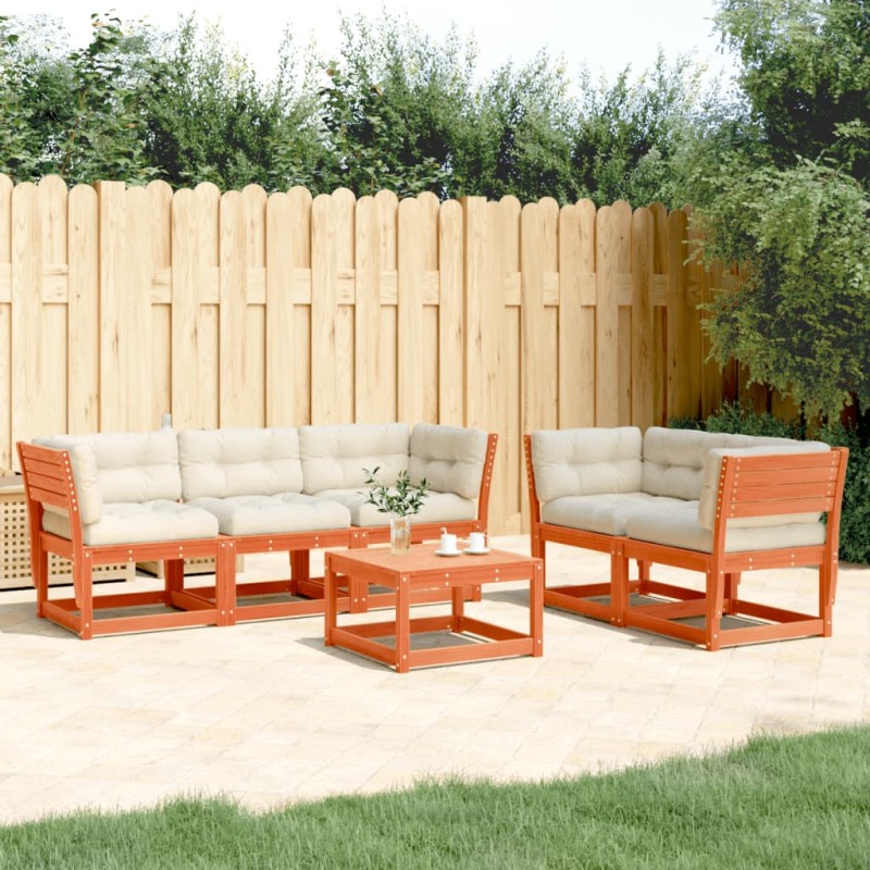 vidaXL 5-tlg. Garten-Sofagarnitur mit Kissen Wachsbraun Kiefernholz vidaXL 5-tlg. Garten-Sofagarnitur mit Kissen Wachsbraun Kiefernholz