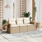 vidaXL 3-tlg. Garten-Sofagarnitur mit Kissen Beige Poly Rattan vidaXL 3-tlg. Garten-Sofagarnitur mit Kissen Beige Poly Rattan
