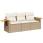 vidaXL 3-tlg. Garten-Sofagarnitur mit Kissen Beige Poly Rattan vidaXL 3-tlg. Garten-Sofagarnitur mit Kissen Beige Poly Rattan