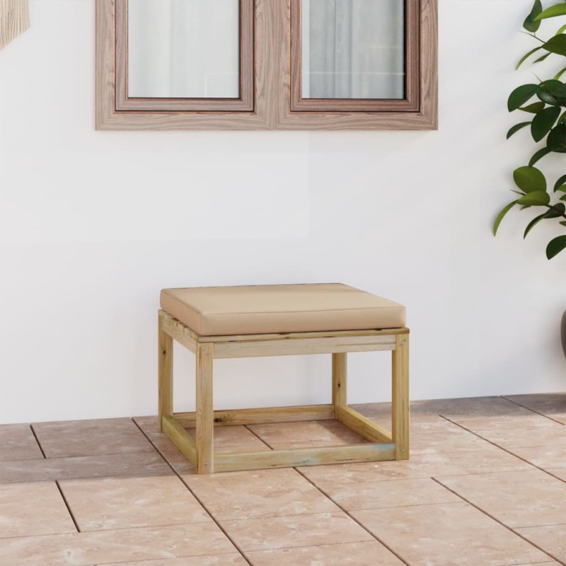 Gartenhocker mit Kissen Grün Imprägniertes Kiefernholz Gartenhocker mit Kissen Grün Imprägniertes Kiefernholz
