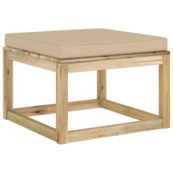 Gartenhocker mit Kissen Grün Imprägniertes Kiefernholz