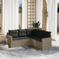 vidaXL 5-tlg. Garten-Sofagarnitur mit Kissen Grau Poly Rattan vidaXL 5-tlg. Garten-Sofagarnitur mit Kissen Grau Poly Rattan
