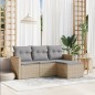 vidaXL 4-tlg. Garten-Sofagarnitur mit Kissen Beige Poly Rattan vidaXL 4-tlg. Garten-Sofagarnitur mit Kissen Beige Poly Rattan