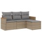 vidaXL 4-tlg. Garten-Sofagarnitur mit Kissen Beige Poly Rattan vidaXL 4-tlg. Garten-Sofagarnitur mit Kissen Beige Poly Rattan