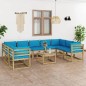 10-tlg. Garten-Lounge-Set mit Kissen Imprägniertes Kiefernholz 10-tlg. Garten-Lounge-Set mit Kissen Imprägniertes Kiefernholz