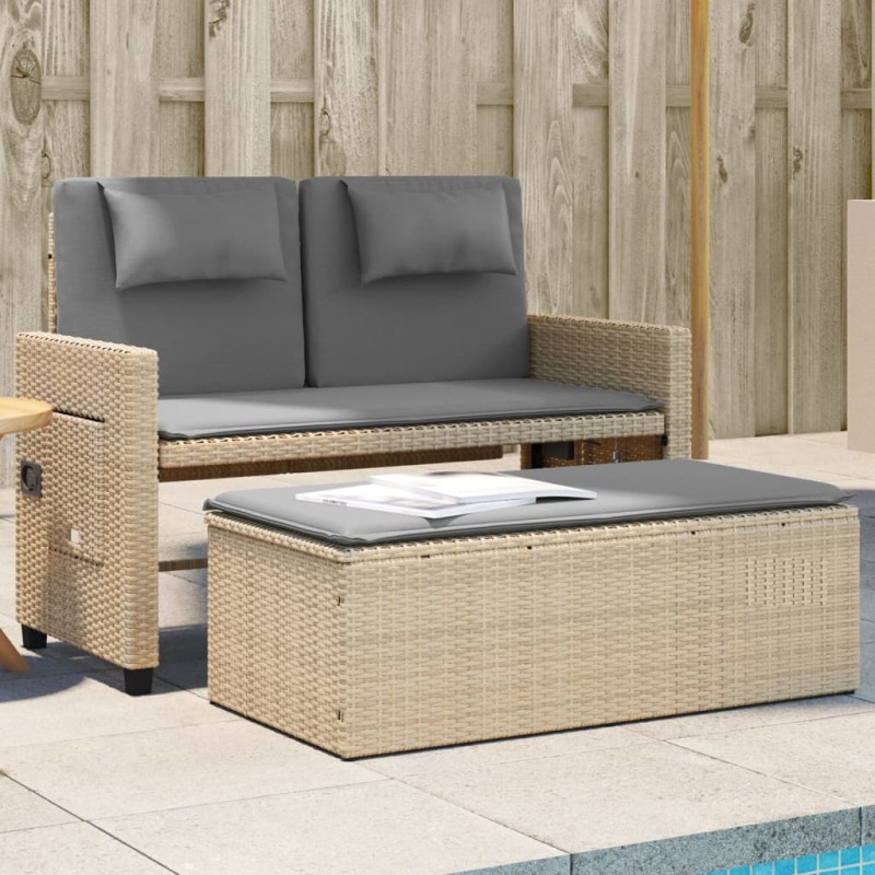 vidaXL Gartenbank Verstellbar mit Kissen Beige Poly Rattan vidaXL Gartenbank Verstellbar mit Kissen Beige Poly Rattan