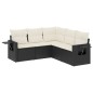 vidaXL 5-tlg. Garten-Sofagarnitur mit Kissen Schwarz Poly Rattan vidaXL 5-tlg. Garten-Sofagarnitur mit Kissen Schwarz Poly Rattan