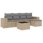 vidaXL 6-tlg. Garten-Sofagarnitur mit Kissen Beige Poly Rattan vidaXL 6-tlg. Garten-Sofagarnitur mit Kissen Beige Poly Rattan