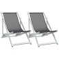 vidaXL Strandstühle 2 Stk. Klappbar Grau Aluminium und Textilene vidaXL Strandstühle 2 Stk. Klappbar Grau Aluminium und Textilene