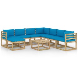9-tlg. Garten-Lounge-Set mit Kissen Imprägniertes Kiefernholz