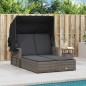 vidaXL Doppel-Sonnenliege mit Dach und Auflagen Grau Poly Rattan vidaXL Doppel-Sonnenliege mit Dach und Auflagen Grau Poly Rattan