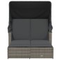 vidaXL Doppel-Sonnenliege mit Dach und Auflagen Grau Poly Rattan vidaXL Doppel-Sonnenliege mit Dach und Auflagen Grau Poly Rattan