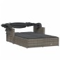 vidaXL Doppel-Sonnenliege mit Dach und Auflagen Grau Poly Rattan vidaXL Doppel-Sonnenliege mit Dach und Auflagen Grau Poly Rattan