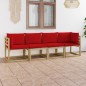 Gartensofa 4-Sitzer mit Kissen in Rot Gartensofa 4-Sitzer mit Kissen in Rot