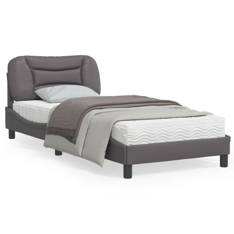 vidaXL Bettgestell mit Kopfteil Grau 90x190 cm Kunstleder vidaXL Bettgestell mit Kopfteil Grau 90x190 cm Kunstleder