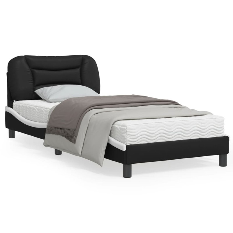 vidaXL Bettgestell mit Kopfteil Schwarz und Weiß 90x200 cm Kunstleder vidaXL Bettgestell mit Kopfteil Schwarz und Weiß 90x200 cm Kunstleder