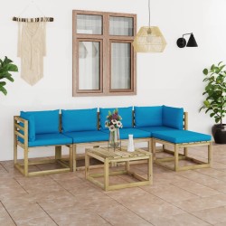 6-tlg. Garten-Lounge-Set mit Kissen Kiefernholz Imprägniert