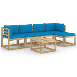 6-tlg. Garten-Lounge-Set mit Kissen Kiefernholz Imprägniert