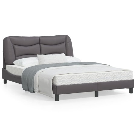 vidaXL Bettgestell mit Kopfteil Grau 120x200 cm Kunstleder