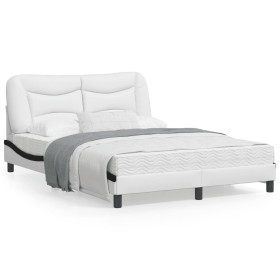 vidaXL Bettgestell mit Kopfteil Weiß und Schwarz 140x190 cm Kunstleder