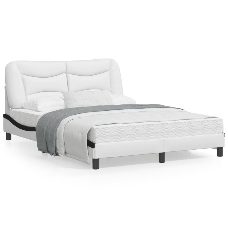 vidaXL Bettgestell mit Kopfteil Weiß und Schwarz 140x190 cm Kunstleder vidaXL Bettgestell mit Kopfteil Weiß und Schwarz 140x190 cm Kunstleder