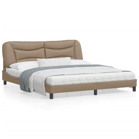 vidaXL Bettgestell mit Kopfteil Cappuccino-Braun 180x200 cm Kunstleder