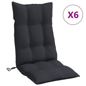 vidaXL Hochlehner-Auflagen 6 Stk. Schwarz Oxford-Gewebe