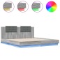 vidaXL Bettgestell mit Kopfteil und LED-Leuchten Grau Sonoma 180x200cm vidaXL Bettgestell mit Kopfteil und LED-Leuchten Grau Sonoma 180x200cm
