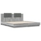vidaXL Bettgestell mit Kopfteil und LED-Leuchten Grau Sonoma 180x200cm vidaXL Bettgestell mit Kopfteil und LED-Leuchten Grau Sonoma 180x200cm