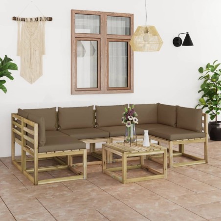 7-tlg. Garten-Lounge-Set mit Kissen Imprägniertes Kiefernholz