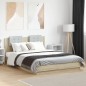 vidaXL Bettgestell mit Kopfteil & LED-Leuchten Sonoma-Eiche 140x200 cm vidaXL Bettgestell mit Kopfteil & LED-Leuchten Sonoma-Eiche 140x200 cm