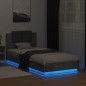 vidaXL Bettgestell mit Kopfteil und LED-Leuchten Betongrau 100x200 cm vidaXL Bettgestell mit Kopfteil und LED-Leuchten Betongrau 100x200 cm