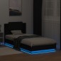 vidaXL Bettgestell mit Kopfteil und LED-Leuchten Schwarz 100x200 cm vidaXL Bettgestell mit Kopfteil und LED-Leuchten Schwarz 100x200 cm