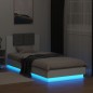 vidaXL Bettgestell mit Kopfteil und LED-Leuchten Weiß 90x200 cm vidaXL Bettgestell mit Kopfteil und LED-Leuchten Weiß 90x200 cm