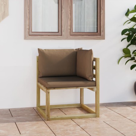 Garten-Ecksofa mit Kissen in Grün Imprägniertes Kiefernholz