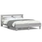 vidaXL Bettgestell mit Kopfteil LED-Beleuchtung Grau Sonoma 140x190 cm vidaXL Bettgestell mit Kopfteil LED-Beleuchtung Grau Sonoma 140x190 cm