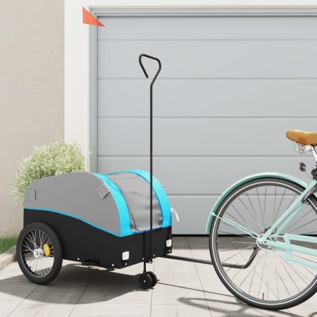 vidaXL Fahrradanhänger Schwarz und Blau 45 kg Eisen