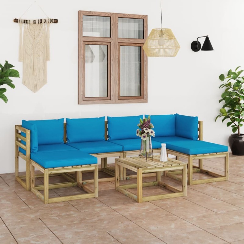 7-tlg. Garten-Lounge-Set mit Kissen Imprägniertes Kiefernholz 7-tlg. Garten-Lounge-Set mit Kissen Imprägniertes Kiefernholz
