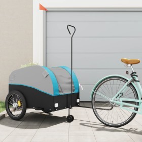 vidaXL Fahrradanhänger Schwarz und Blau 45 kg Eisen