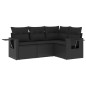 vidaXL 4-tlg. Garten-Sofagarnitur mit Kissen Schwarz Poly Rattan vidaXL 4-tlg. Garten-Sofagarnitur mit Kissen Schwarz Poly Rattan