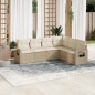 vidaXL 6-tlg. Garten-Sofagarnitur mit Kissen Beige Poly Rattan vidaXL 6-tlg. Garten-Sofagarnitur mit Kissen Beige Poly Rattan