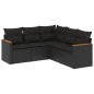 vidaXL 5-tlg. Garten-Sofagarnitur mit Kissen Schwarz Poly Rattan vidaXL 5-tlg. Garten-Sofagarnitur mit Kissen Schwarz Poly Rattan