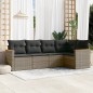 vidaXL 5-tlg. Garten-Sofagarnitur mit Kissen Grau Poly Rattan vidaXL 5-tlg. Garten-Sofagarnitur mit Kissen Grau Poly Rattan